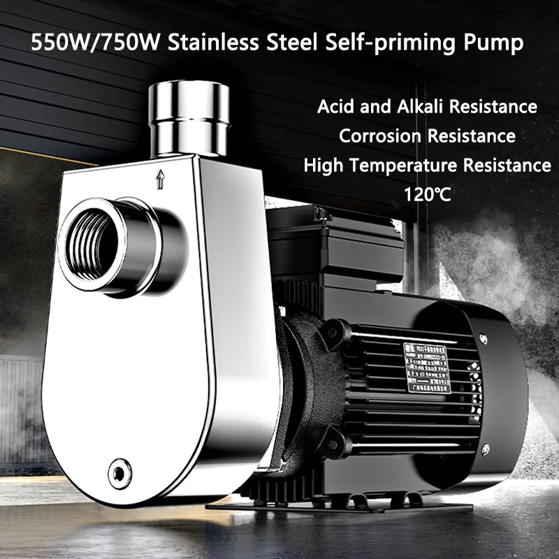 

Самовсасывающий насос из нержавеющей стали 304, 220 В, 750 Вт, кислотно-щелоченая/коррозионная/высокая термостойкость, химический насос, водяной насос