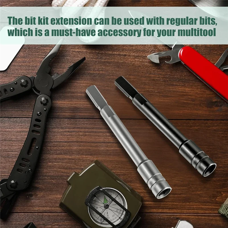 HRBAJ-Bit Driver Extender Add-On-Zubehör für Multi-Tools, 1/4 Zoll Sechskant-Bit-Adapter für Leatherman, Surge, Wave Plus