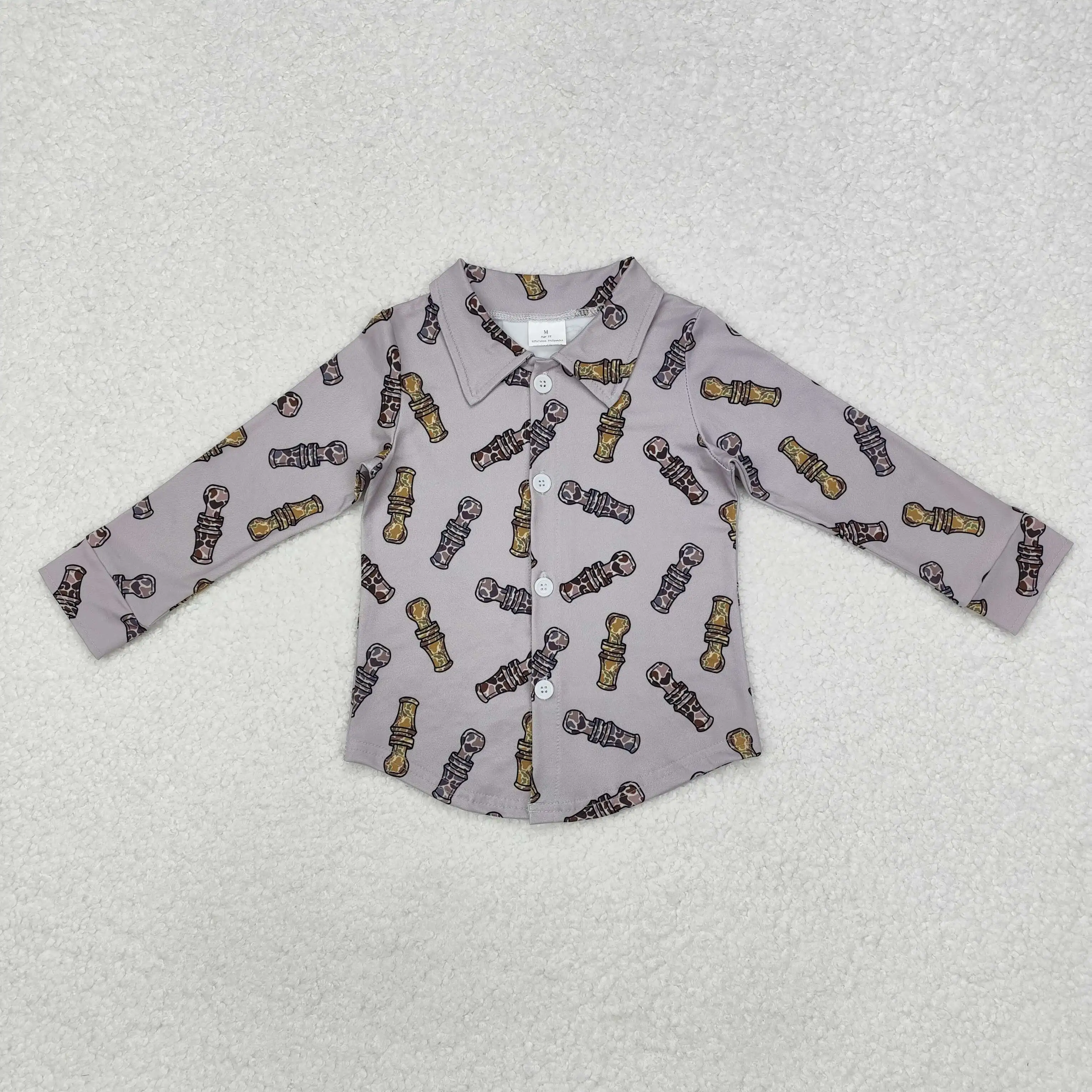 new rts baby boys tops wholesale boutique camouflage bottle pattern boys fall gray shirts