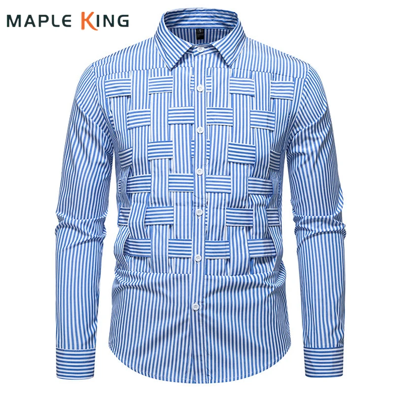 

Роскошные мужские рубашки с 3D полоской и косой в клетку, дизайнерская повседневная рубашка с длинным рукавом в стиле вестерн, ковбойская вечерняя классическая рубашка, мужская одежда, одежда