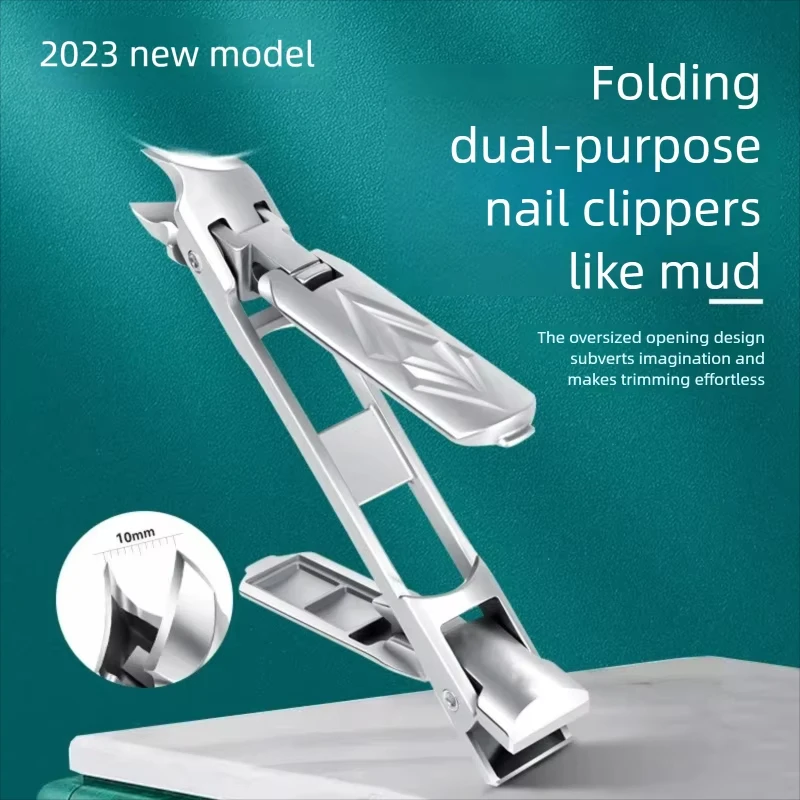 1pc Portable Folding Double-Headed Large Opening Scissors Nail Clippers New Dual-Use Stainless Steel Nail Clippers Manicure Tool
