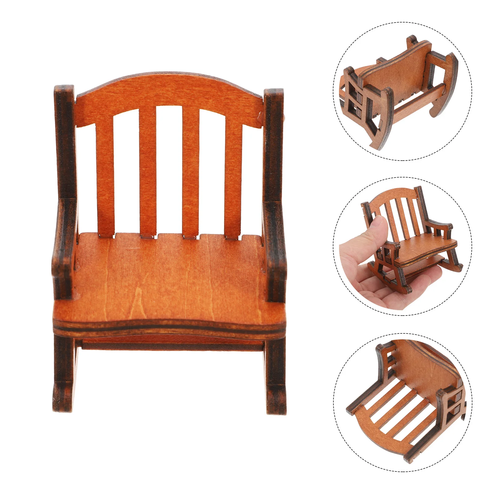 Rocking Chair Decoration Dollhouse Recliner Small Craft Retro Mini Figurine Landscape Stool Vintage