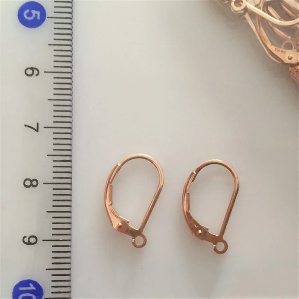 1 Pair Plain Leverback Earrings in 14K Rose Gold Filled with Open Ring for Jewelry Making