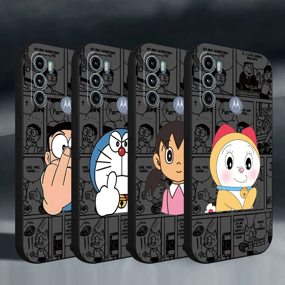 Case for Motorola Moto G30 G53 G73 G32 G200 G51 5G G22 G9 Play G52 G60 G60S G31 G71 G72 G50 4G Anime Doraemon Black Soft Cover