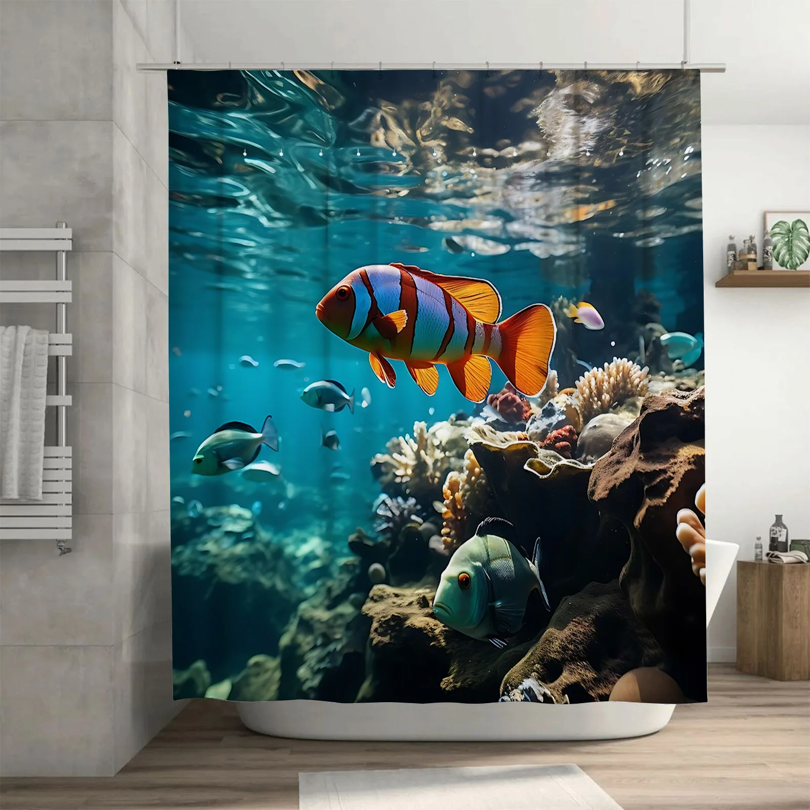 

Красочная водонепроницаемая занавеска для душа «Подводный мир» для ванной комнаты, домашний декор, уникальный дизайн для стильного обновления дома, легко очищаемая