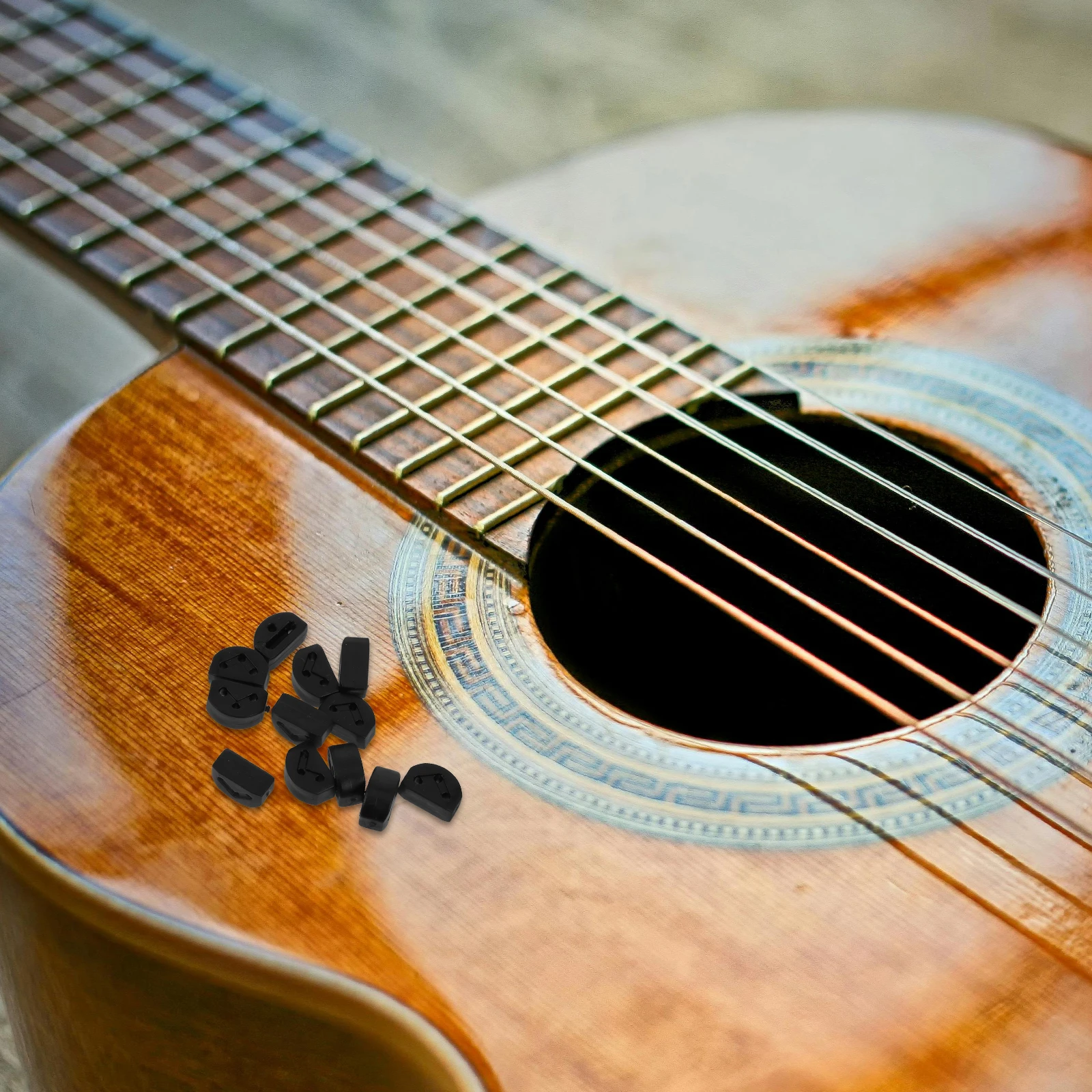 

12pcs 12 Pieces Guitar String Bridge Beads Replacement Rubber Fastener Black Strings Secure Fixation Easy Installation Musical