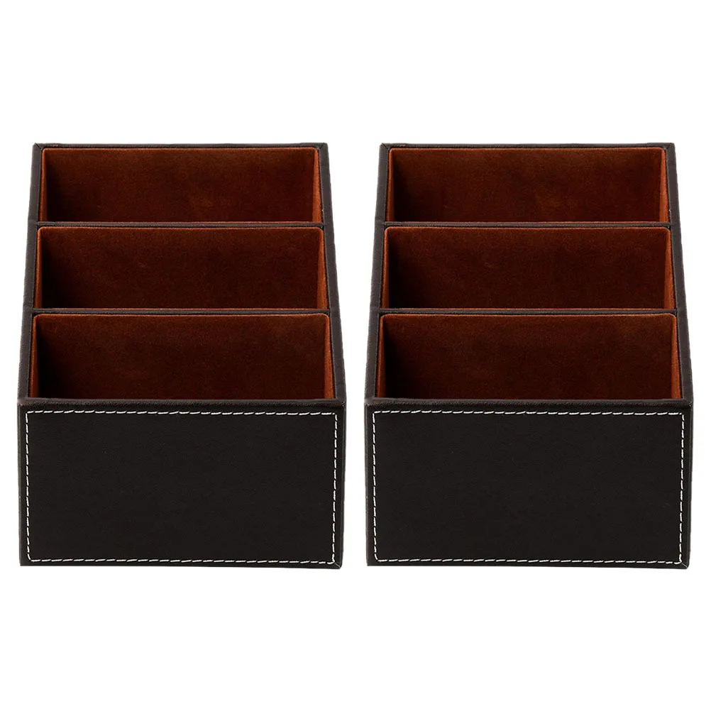 

2Pcs Faux Multi-Purpose Storage Boxes Practical Sundries Holders Desktop Organizers for Cosmetics Jewelry Keys