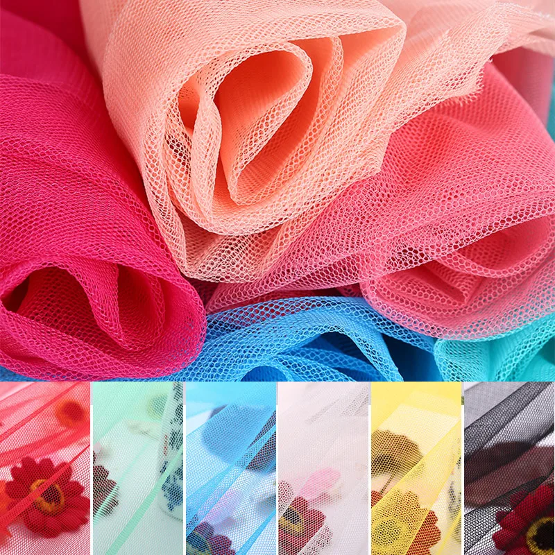 160cm*300cm Soft Hexagonal Net Yarn Encryption Gauze Polyester Mesh Tulle Fabric DIY Sewing Tutu Party Wedding Dress Patchwork