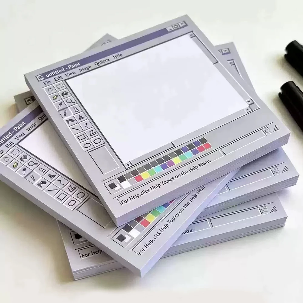 Vintage Computer Drawing Sticky Notes 50 Sheets - Ideal for Artists & Office Use,Durable Adhesive Notes, Sticky Notes for Office