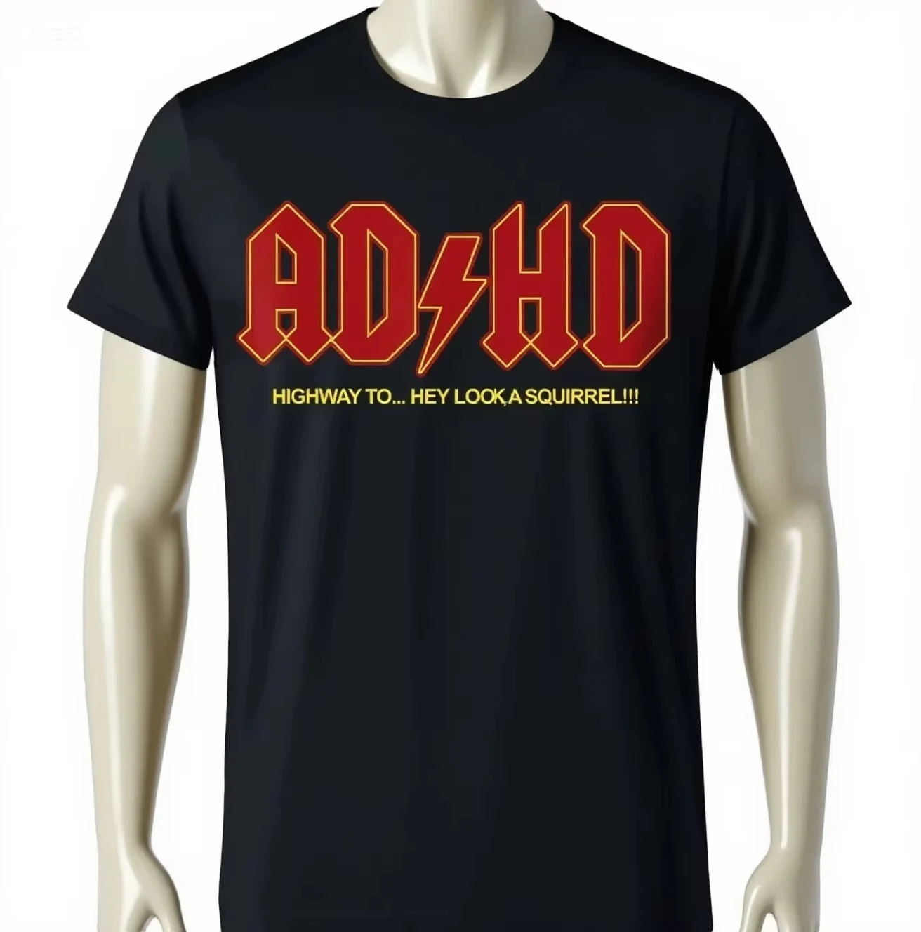 2025 Vintage ADHD Funny Hey Look Squirrel ADHD T-shir  Cotton Round Neck Fashion Casual Sports Woman Man Summer T-shirt