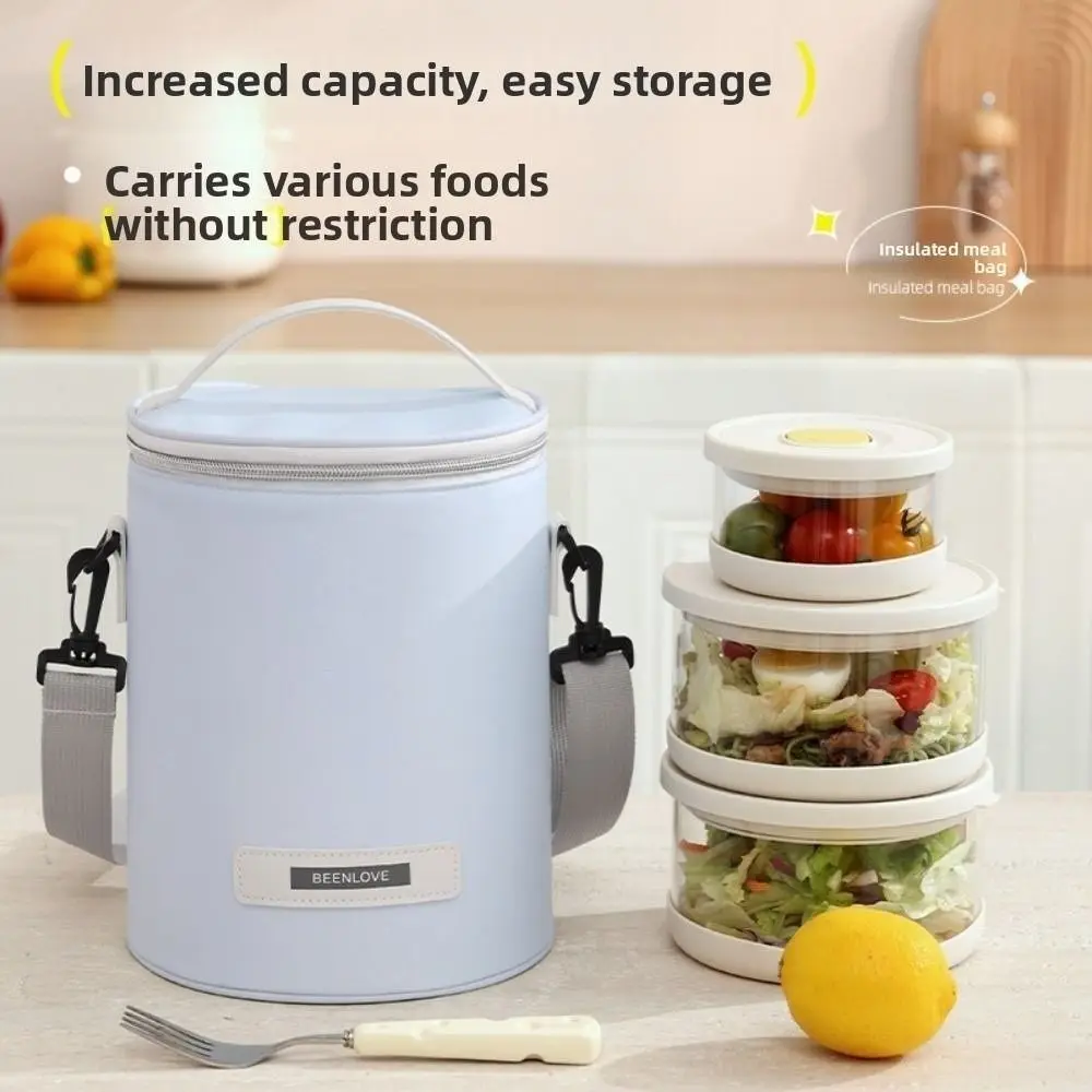 

with Thickened Aluminum Foil Cylinder Lunch Bag Waterproof Handheld Office Lunch Tote Large Capacity Insulated Picnic Bag Travel