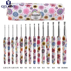 Kit de ganchos de ganchillo de girasol, agujas de ganchillo de aluminio con flor de anacardo y bolsa, juego de ganchillo de tejer ergonómico, 2,25-10,0 M, 1 ud./14 Uds.