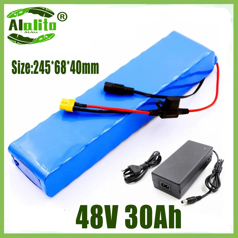 

E-bike Battery 48v 30Ah 18650 Lithium Ion Battery Pack 13S2P Bike Conversion Kit Bafang 1000w and 54.6V 2A Charger + XT60 Plug