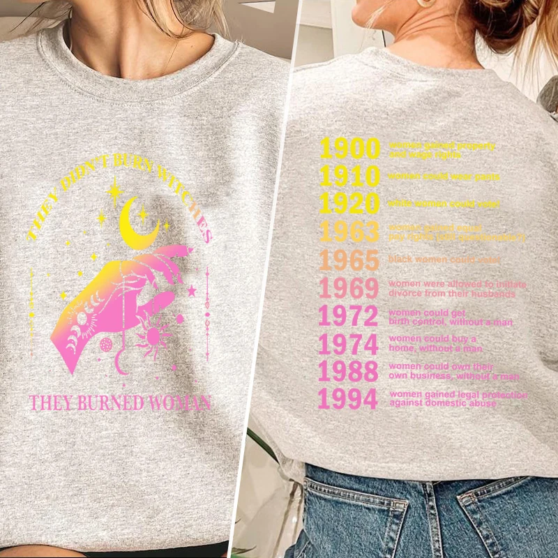 They Didn't Burn Witches Hoodies Witchy Feminist Sweatshirt Pullover Long Sleeve Women's Rights Crewneck Sweatshirt Hoodies