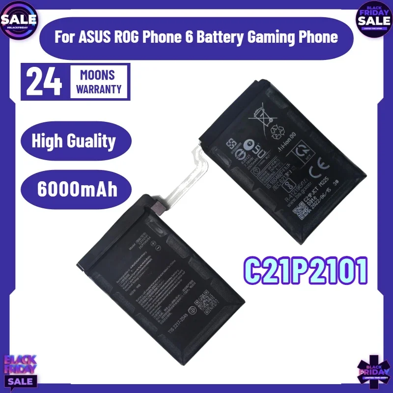 SWZY  6000mAh C21P2101 Replacement Battery for ASUS R0G Phone 6 Battery Gaming Phone