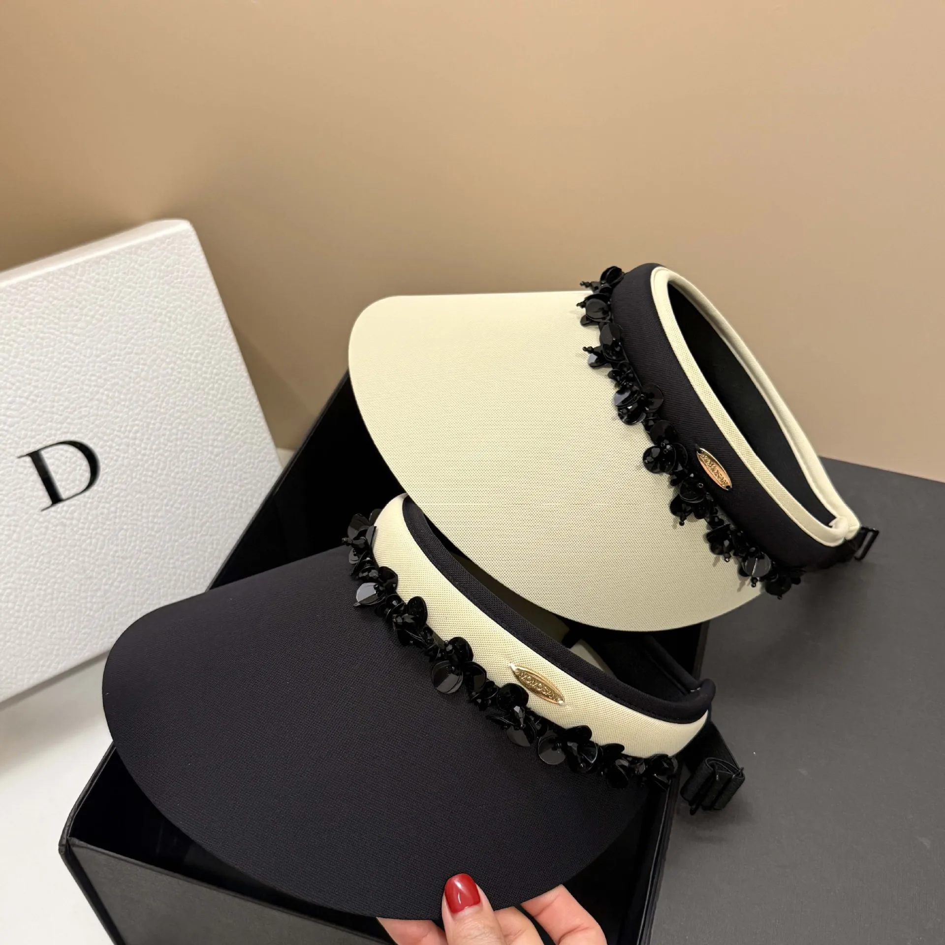 

Summer new double-sided ice silk sequined empty top hat outdoor sunshade versatile headband type sunscreen sea leisure sun hat