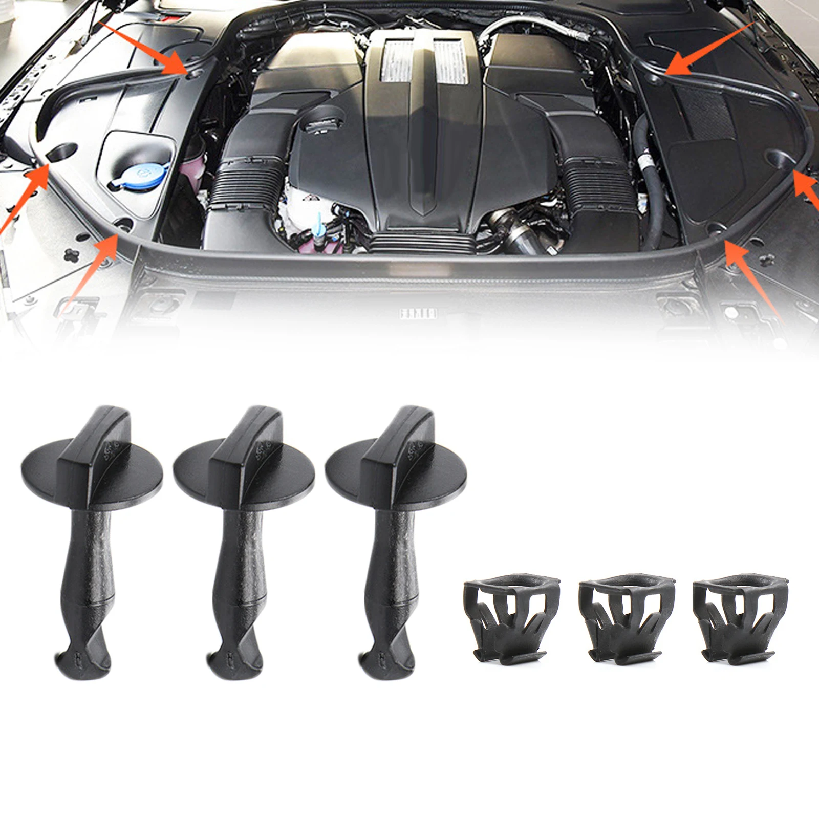 3Set Spiral Spring Gasket Fixed Buckle Rotary Catch To Cover W/h Base A0009982395 For Mercedes For S400 For S500