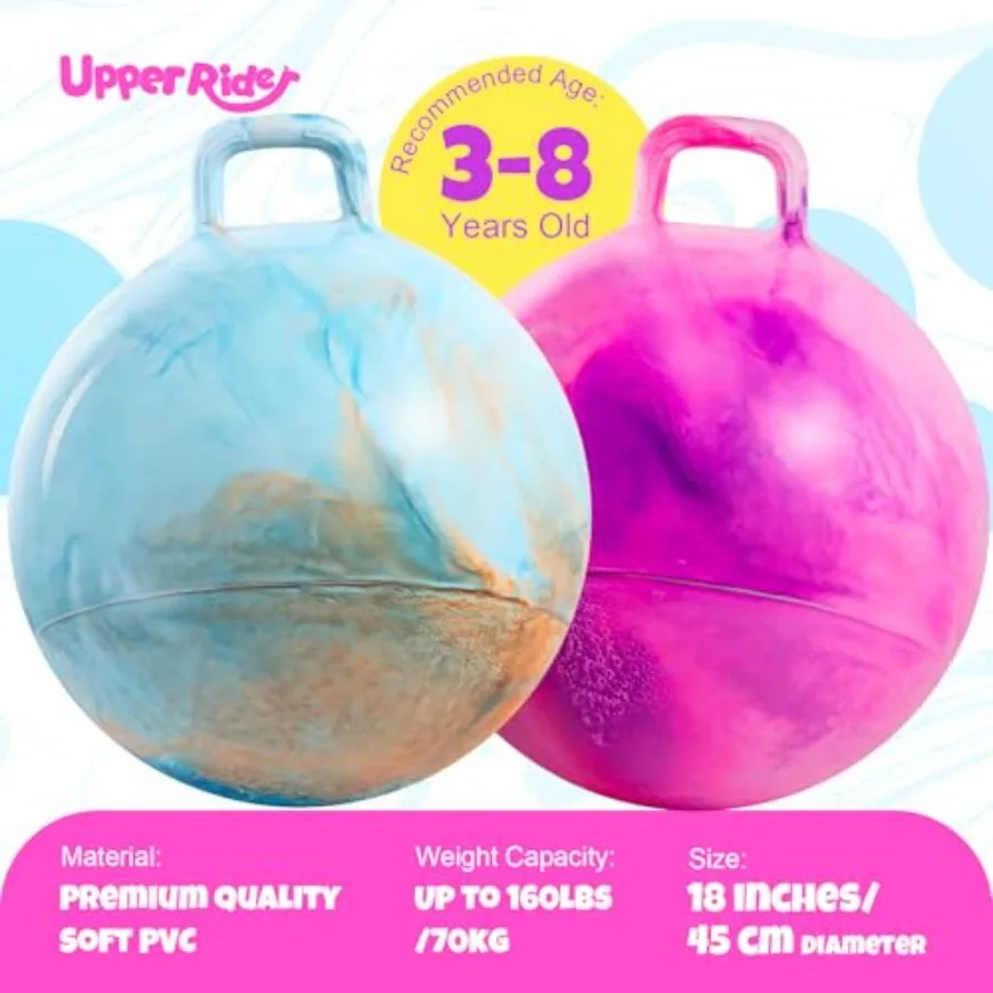 Opblaasbare Hippity Hop Springballen voor 3-8 jaar 18 inch Bouncy Hopper Ball met handvat Sit On Hopping Toy Blauw Roze 2 stuks wi