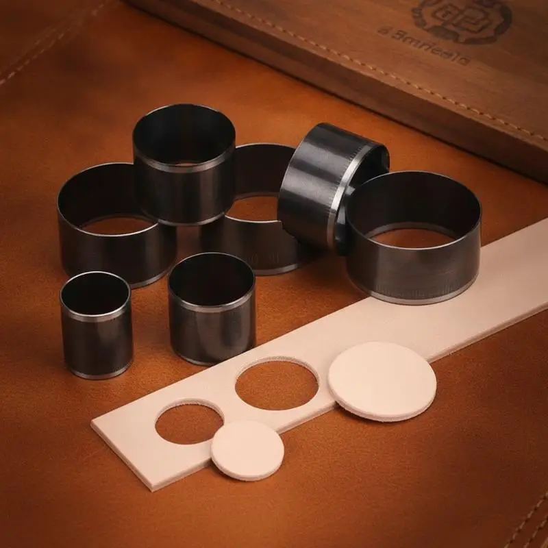 Leder-Schneidewerkzeug 7-teilig, Industriequalität, Kohlenstoffstahl, Rundschneider für die Herstellung kleiner Waren – Detail 9
