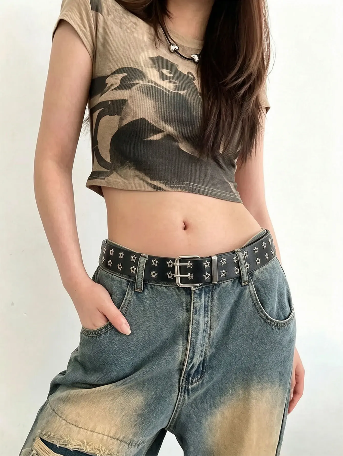 Trendiger neuer Taillengürtel für Damen – Jeans-Gürtel mit Nieten im Gothic-Punk-Stil – Modisches Accessoire für Damen
