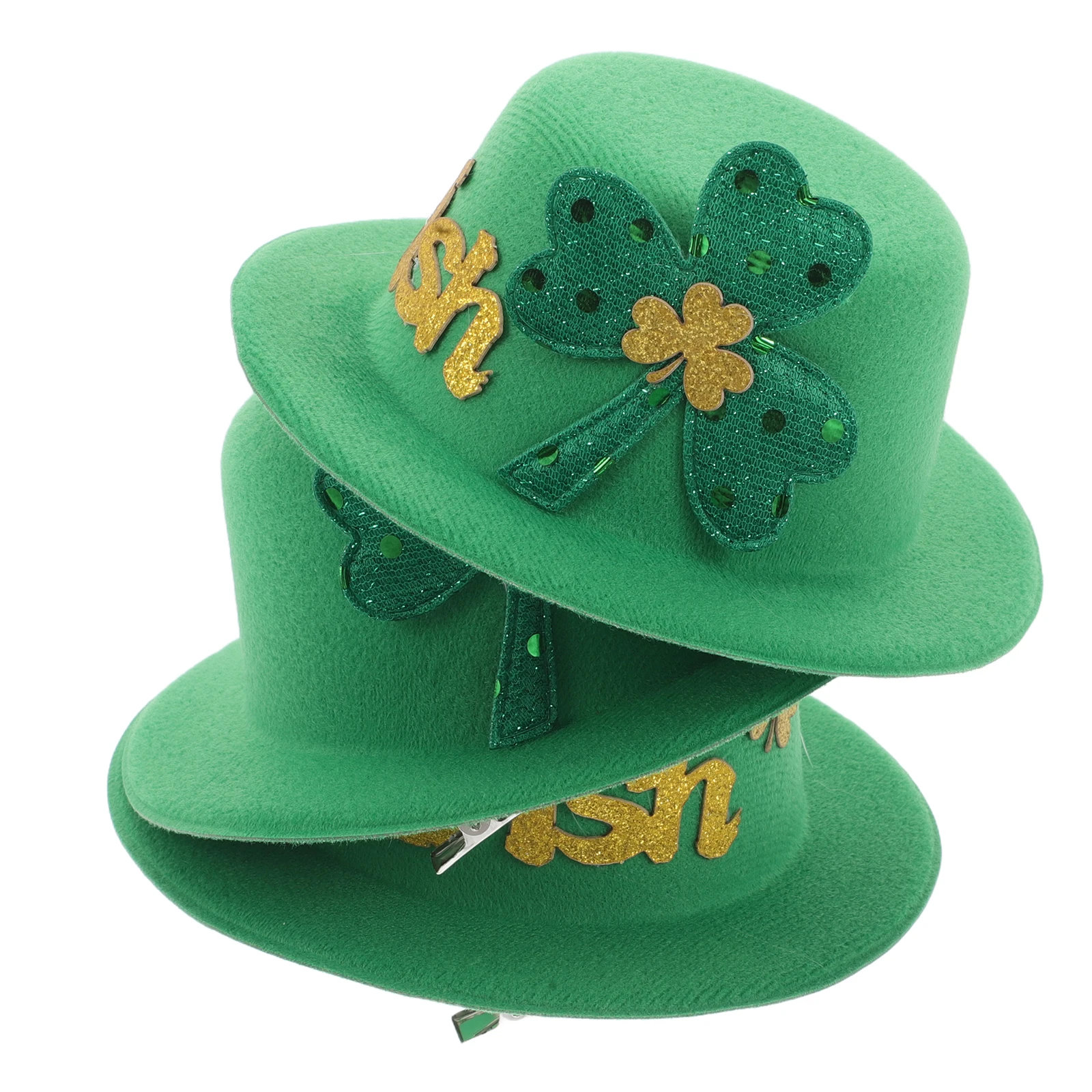 

3pcs Green Party Hat Hair Clips Cloth Accessories Patrick's Day Mini Hats for Women Festive Holiday Easy Apply Comfortable