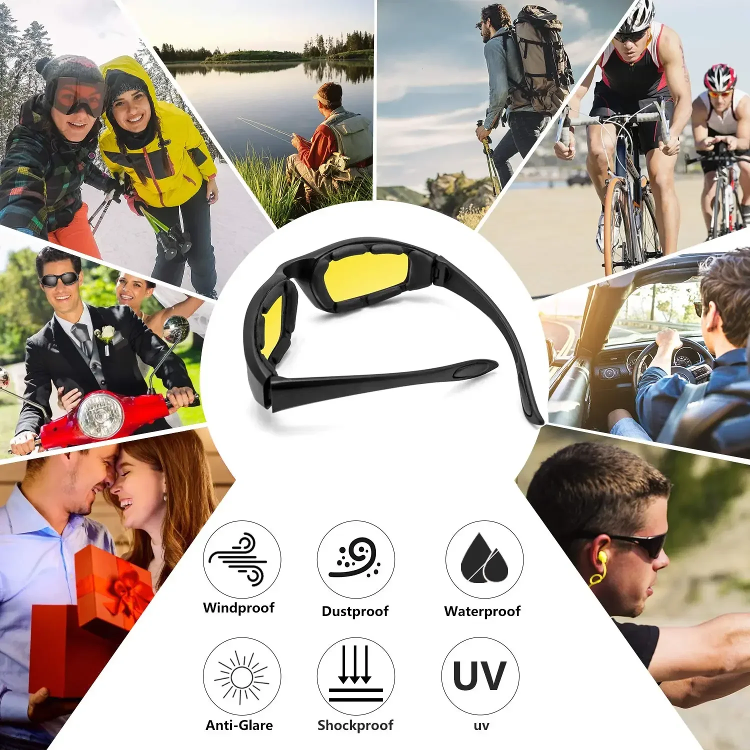 Universal Motorcycle Goggles Bicycle Motorcycle Windproof Goggles Men Women Sunglasses Anti-Fog UV400 Dust-proof Glasses