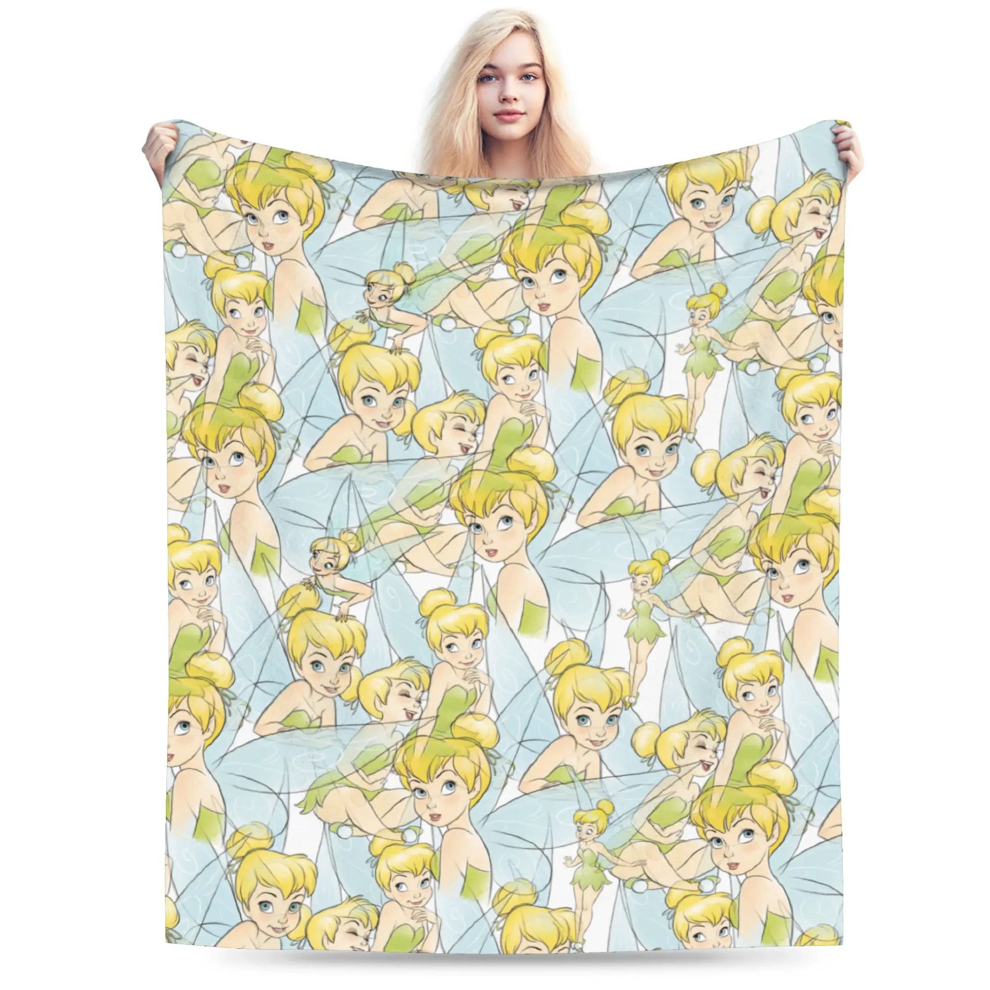 

Одеяло с рисунками Тинкер Белл, фланелевое осенне-зимнее дышащее супер теплое одеяло для постельных принадлежностей, уличное одеяло