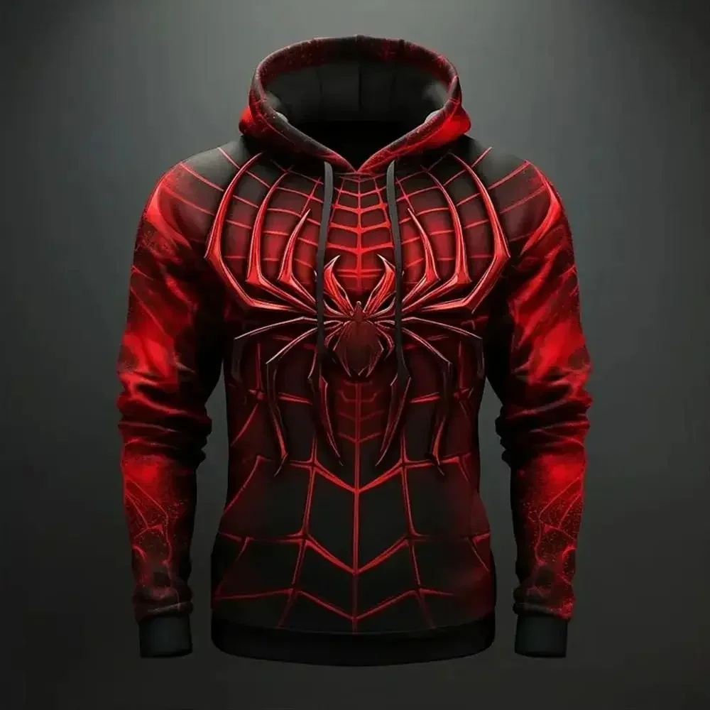 2024 New StyleRetro Men's Sweatshirt 3D Spider Print Casual Hoodie Spring Oversized Clothing Harajuku Super Dalian Hoodie Jumper