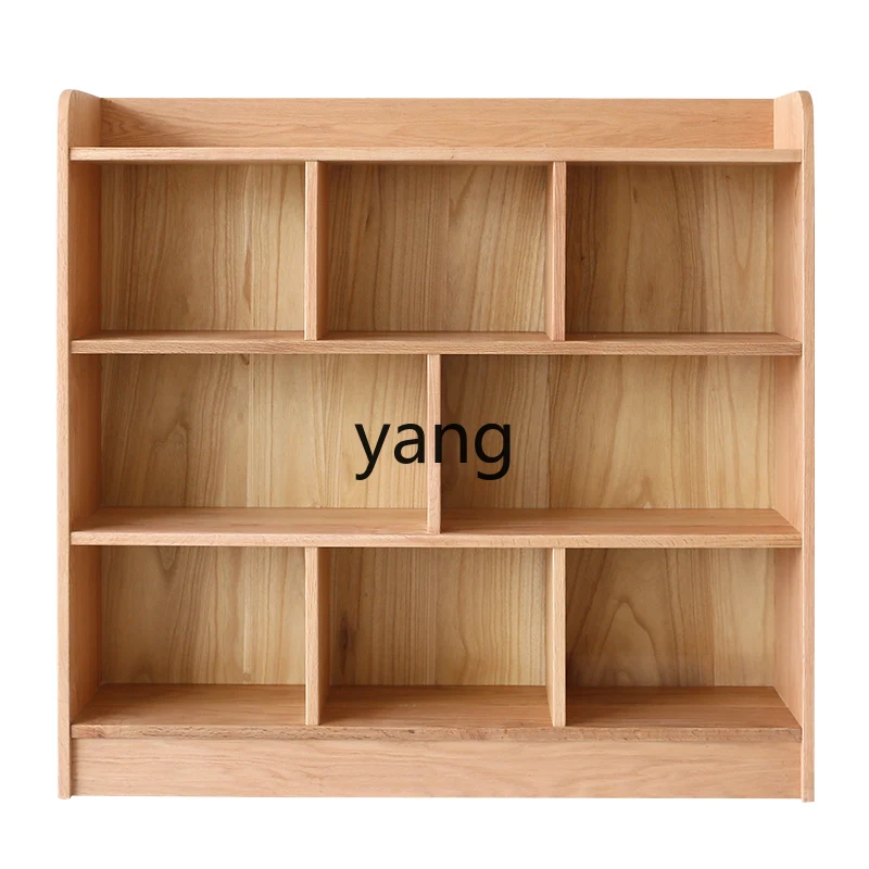 

LH solid wood bookshelf picture book low bookcase oak storage floor reading rack