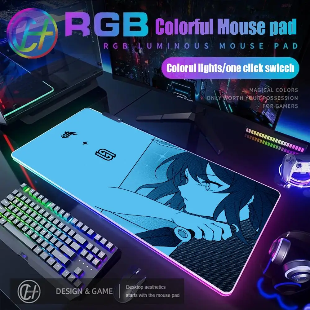 

2026 New HYBXAXC Mouse Pad RGB Gaming Mouse Pad Desk Mat HD Gamer Large LED Light XXL YUKI AIM Anime RGB Gaming Mouse Pad