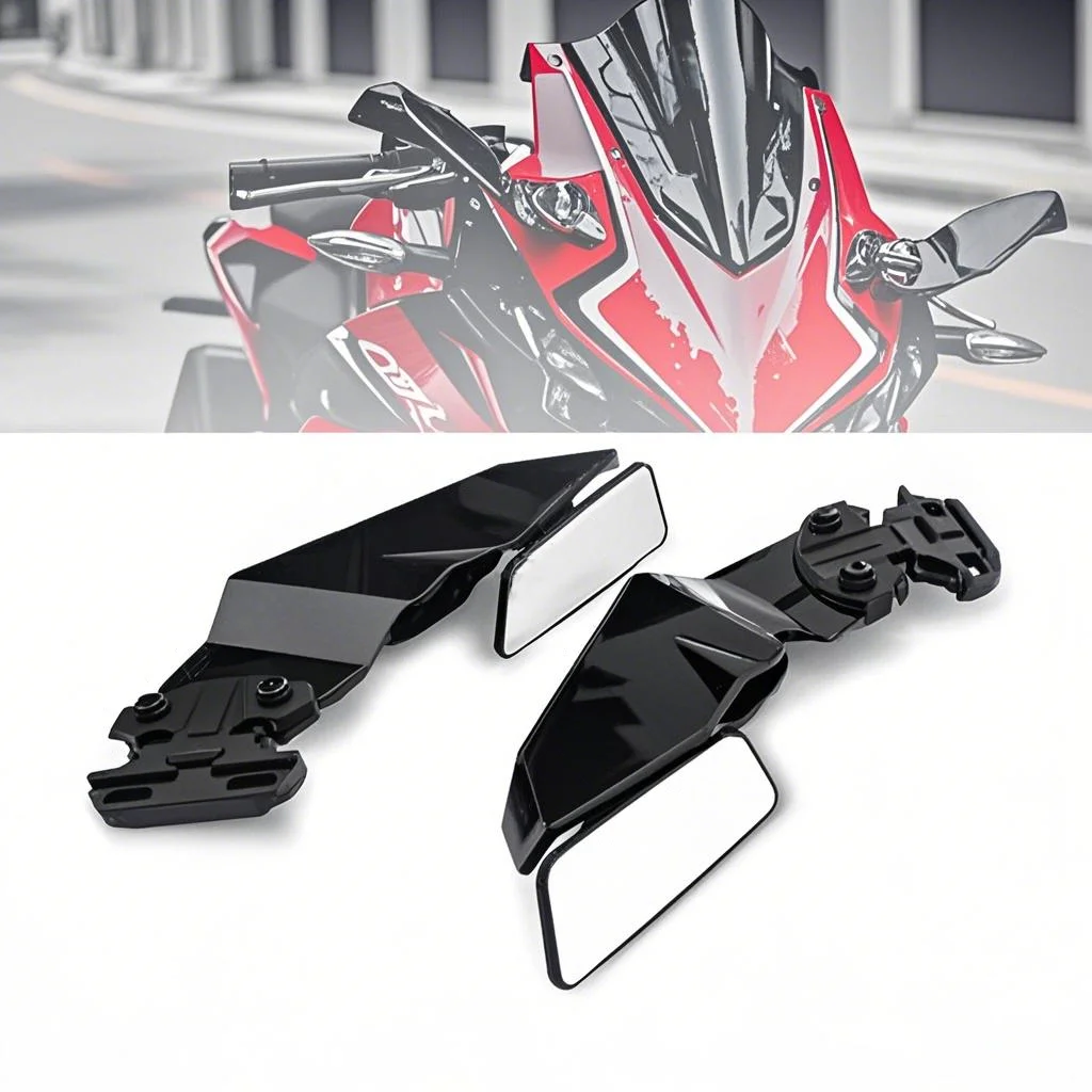 

Adjustable Aerodynamic Side Wing Spoiler with Mirror for Kawasaki Ninja 250-400/ZX6R/ZX10R Universal Racing Upgrade