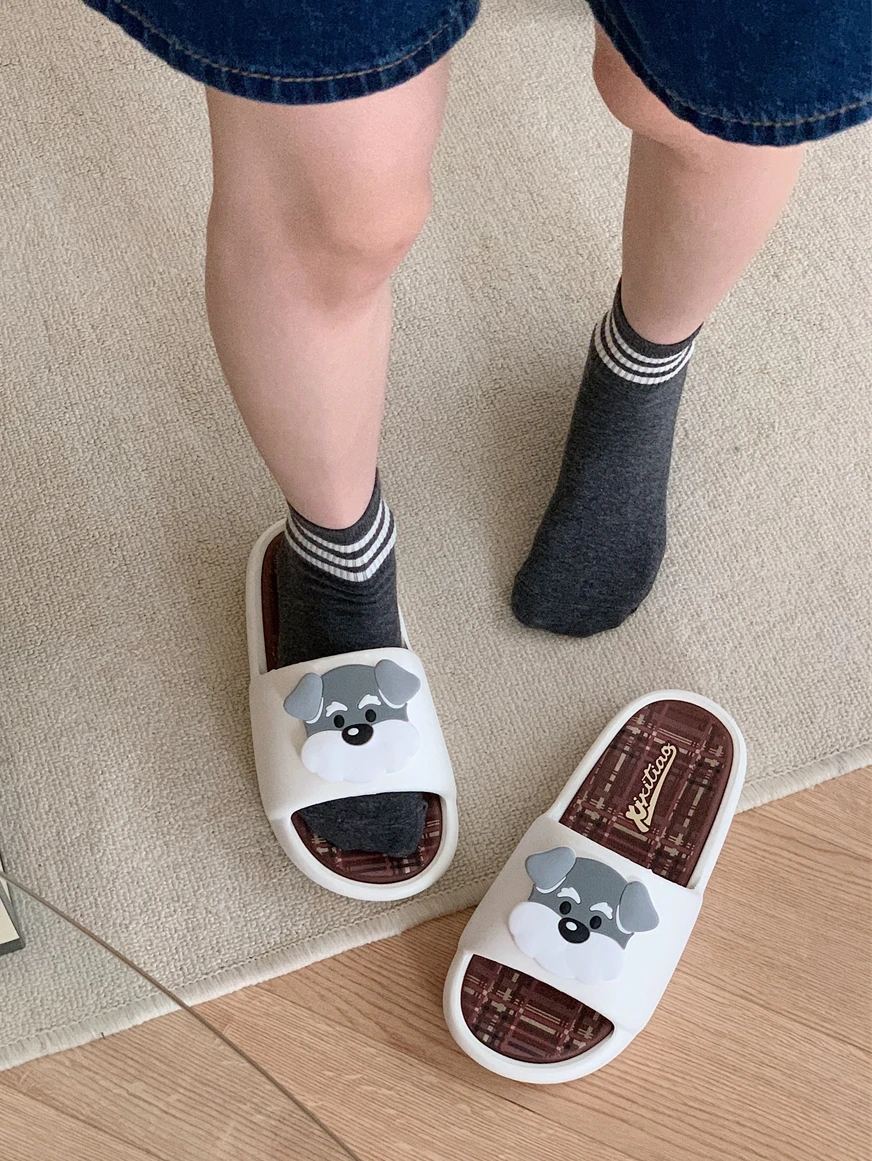 Large Size 46 47 Casual SlipperCute Little Dog Slippers For Men And Women Summer Wear Non Slip Soft Soled Sandals For Outdoor