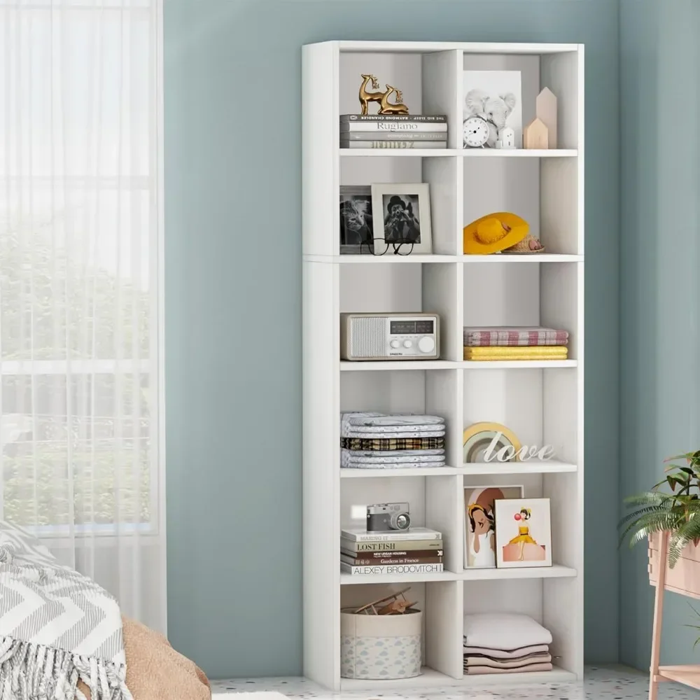Narrow Bookcase,70.9 Inch,Space Saving,Durable,Heavy Duty Tall 6 Tier Cube Display Shelf Storage for SmallSpace Corner Bookshelf image 4
