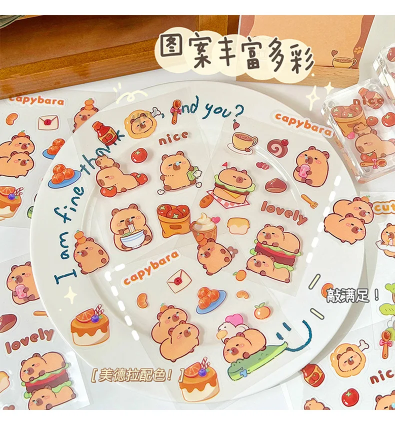 10ชิ้น/เซ็ตน่ารัก capybara สัตว์สติ๊กเกอร์รถจักรยานยนต์กระเป๋าถือเดินทางโทรศัพท์กีตาร์แล็ปท็อปรูปลอกการ์ตูนของขวัญเด็กของเล่น