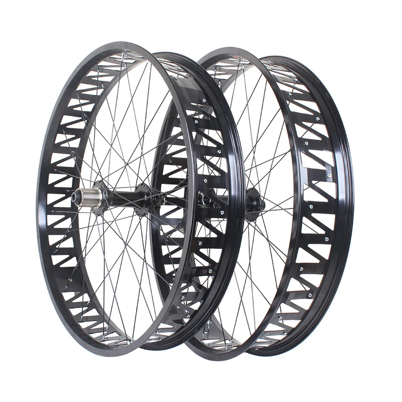 26 Inch Snow Bike Fatbike Wheel 150x15mm 197x12mm Barrel Shaft Aluminum Alloy Front 2 Rear 5 Bearing Hubs 26x4.0 Fit 26x4.9 Tire