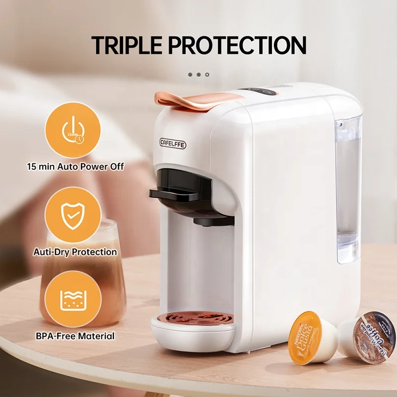 5 in 1 Capsule Coffee Machine Fully Automatic Small Coffee Machine 7 Levels of Hot and Cold Ltalian American Capsule Machine