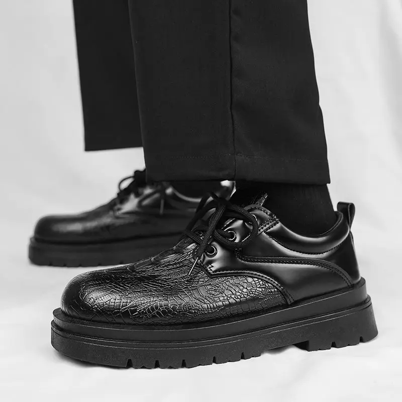Men's British Style Loafers Height Increasing Elevator Shoes Thick Sole PU Leather Business Casual Slip on Dress Shoes view 6