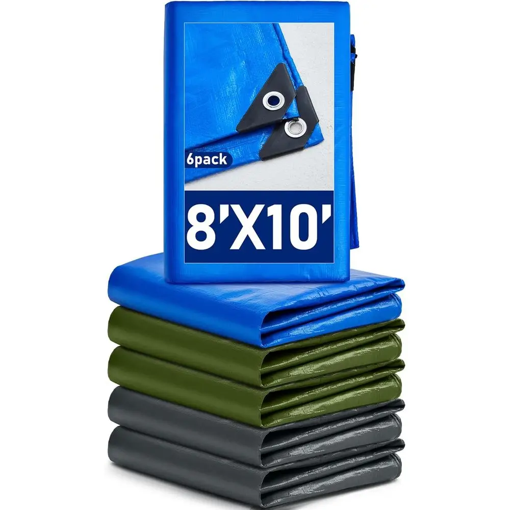 

8x10 Heavy-Duty 5.5 Mil Waterproof Tarp with Grommets for Multipurpose Protection and Outdoor Use
