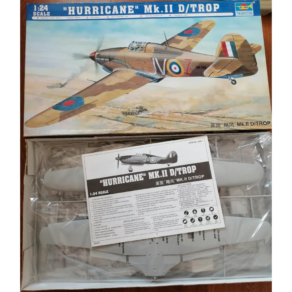 

Trumpeter 02417, масштаб 1:24, британский ястреб, ураган, MkIID, тропический истребитель, самолет, военная сборка, комплект пластиковой модели