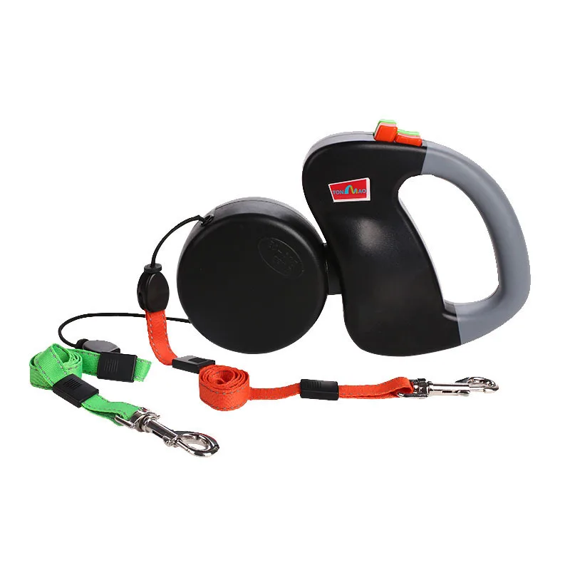 

Автоматическая выдвижная двусторонняя тяговая веревка, с одним перетаском и двумя противоударными веревками для собак.