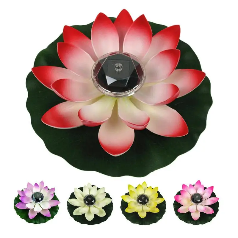 Lotus Floating Pool Lights Colorful Flower Rustproof Waterproof Solar Power LED Pond Night Lights For Garden Decorations