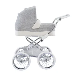 Luxury and Comfort Dolls' Pram Classic Style High-Quality Eco-Leather Hood Sprung Suspension Foldable Chassis Adjustable Handle