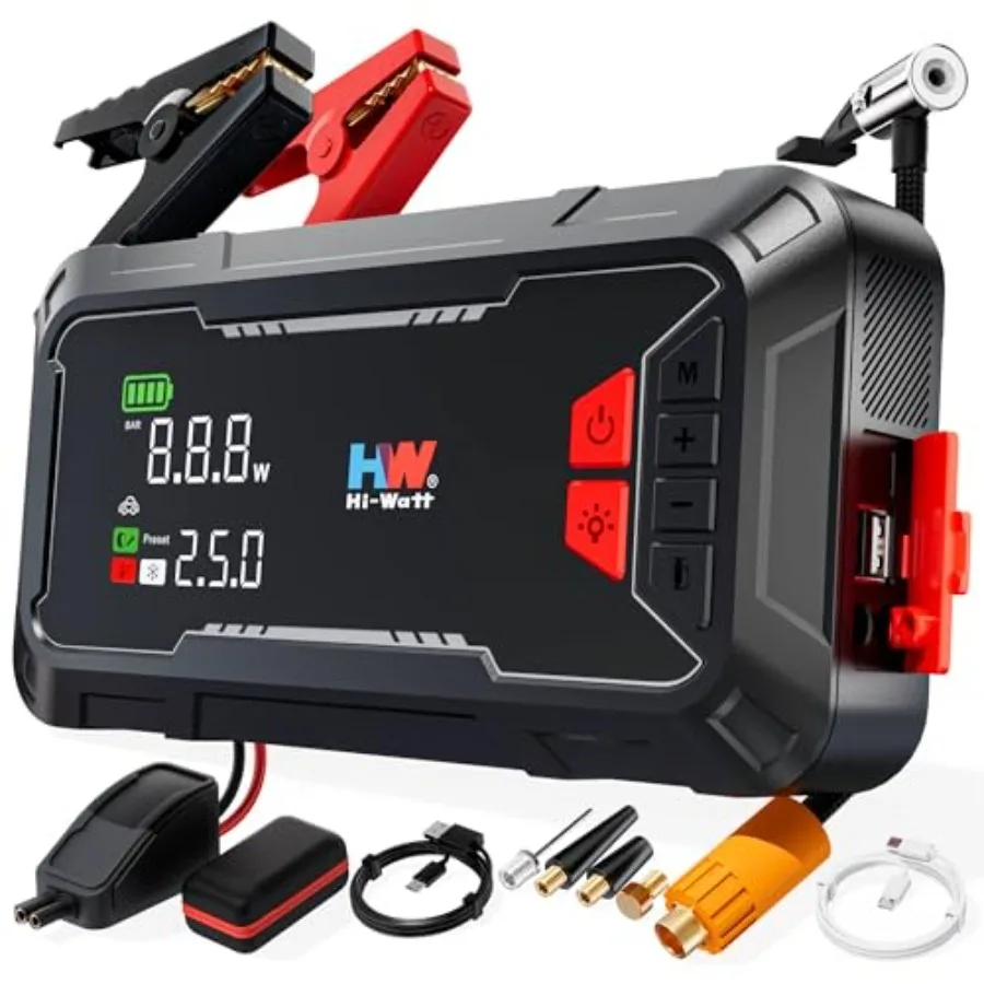 

Car Battery Jump Starter with Air Compressor [44.4Wh 160PSI] True 2000A Portable Car Jumper Pack 8.5 Gas/6.5L Diesel 12V Jump B