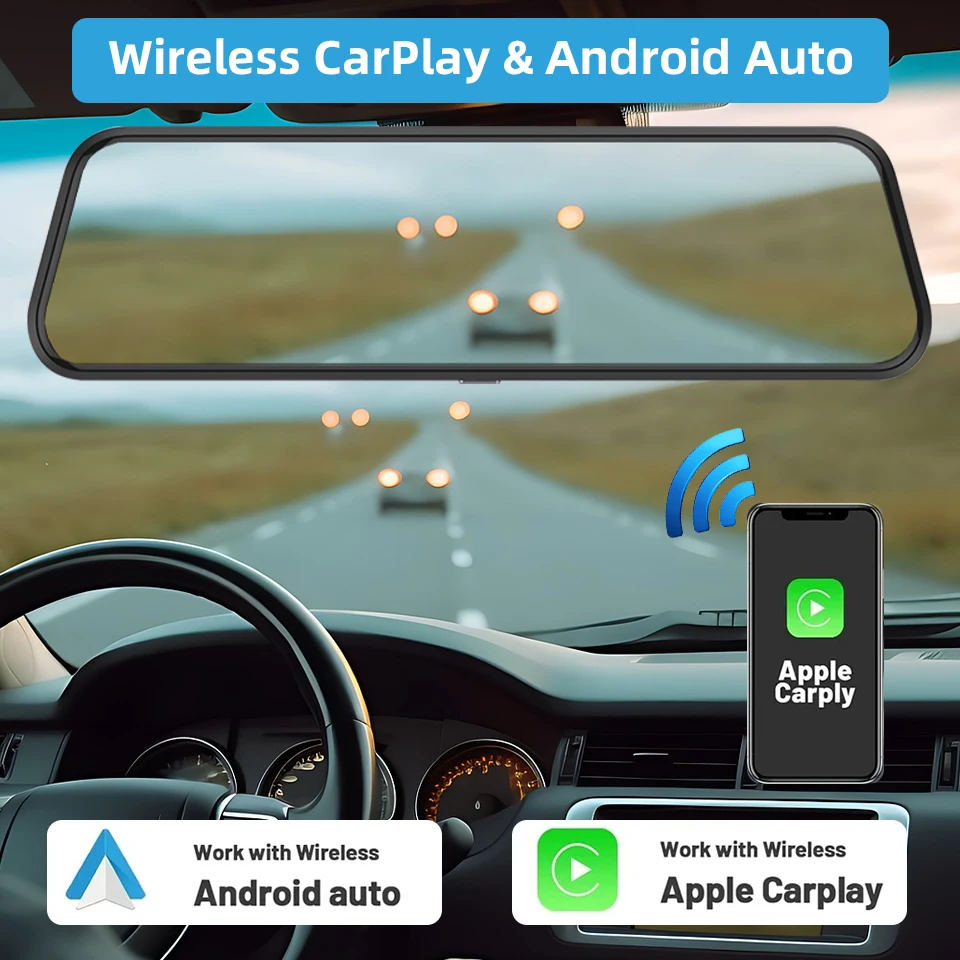 E-ACE 9.66 "4K سيارة أندرويد Carplay شاشة تعمل باللمس واي فاي FM الصوت مشغل ستيريو كاميرا BT HD MP5 Autoradio اختياري 1080P كاميرا خلفية
