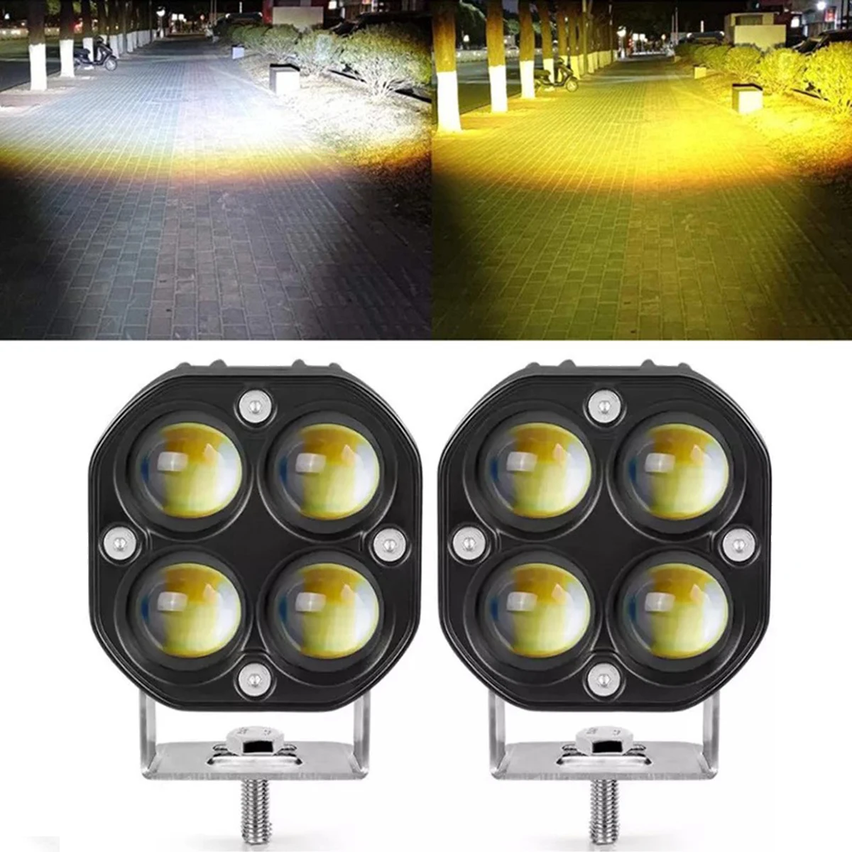 

3inch 40W LED Work Lights Driving Spotlight Motorcycle Amber & White 4D Fog Light Driving For Car Truck 4x4 Tractor Off Road SUV