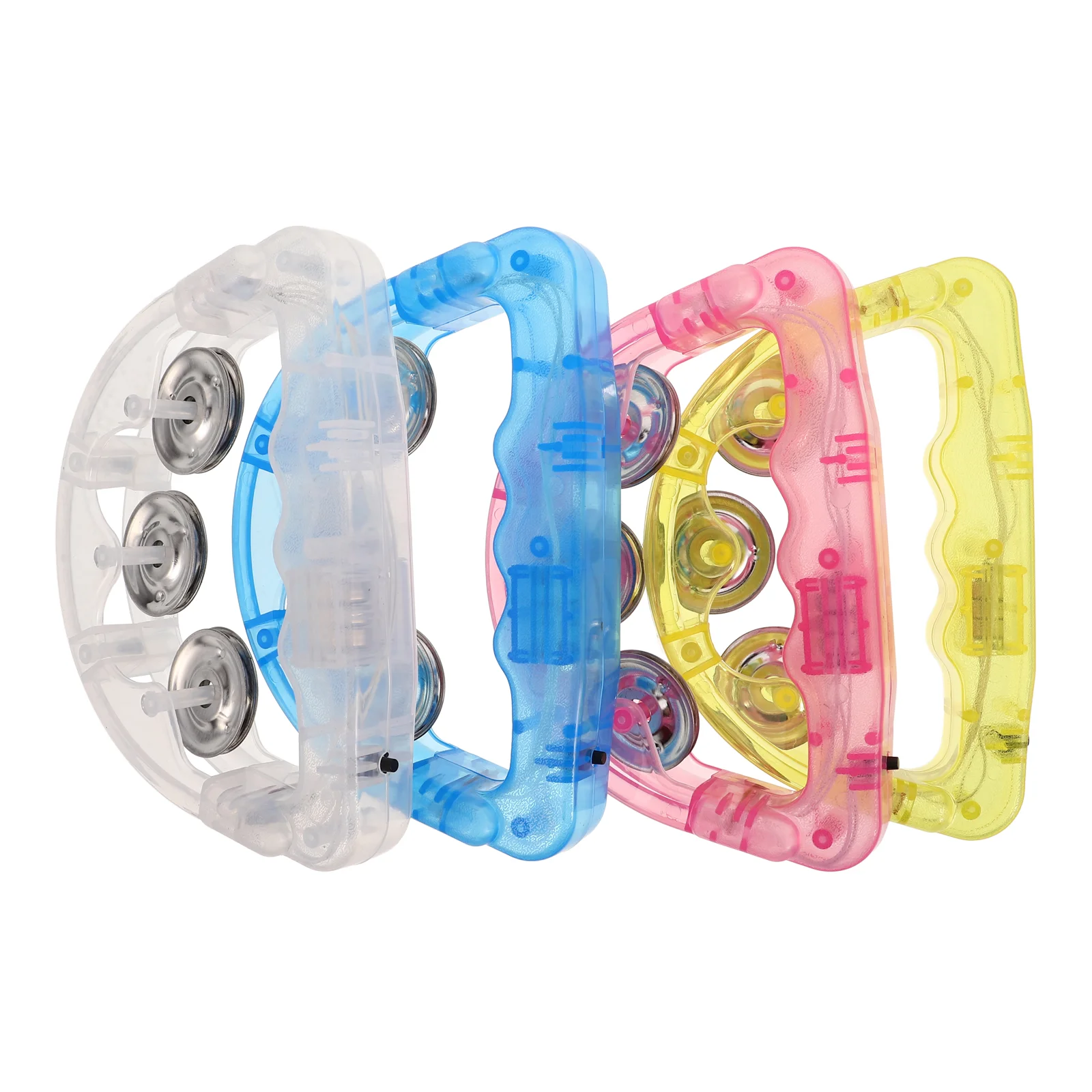 4 Pcs LED Tambourine Luminous Party Percussion Instrument Hand Bell Light Up Tambourines Child Shaker
