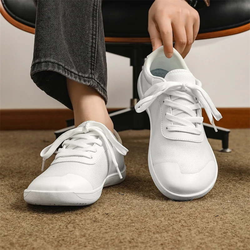 

Мужская обувь, летние широкие туфли для босиком для мужчин, уличные минималистичные прогулочные кроссовки, дышащие удобные размеры, белые туфли