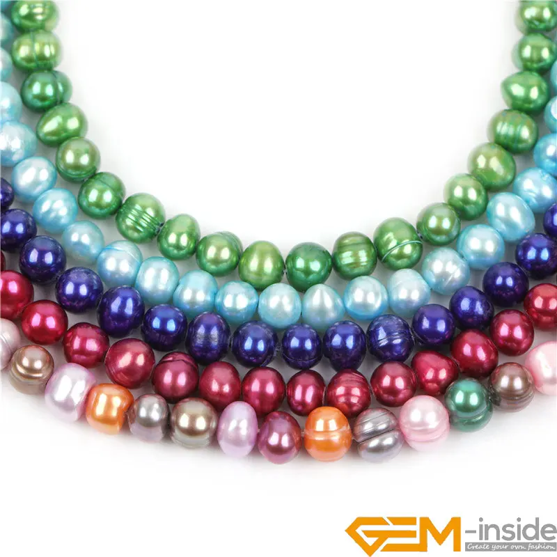 Multicolor Real Natural Freshwater Pearl Slight Screw Thread Texture Cultured Beads For Jerwelry Bracelet Necklace Crafts Making