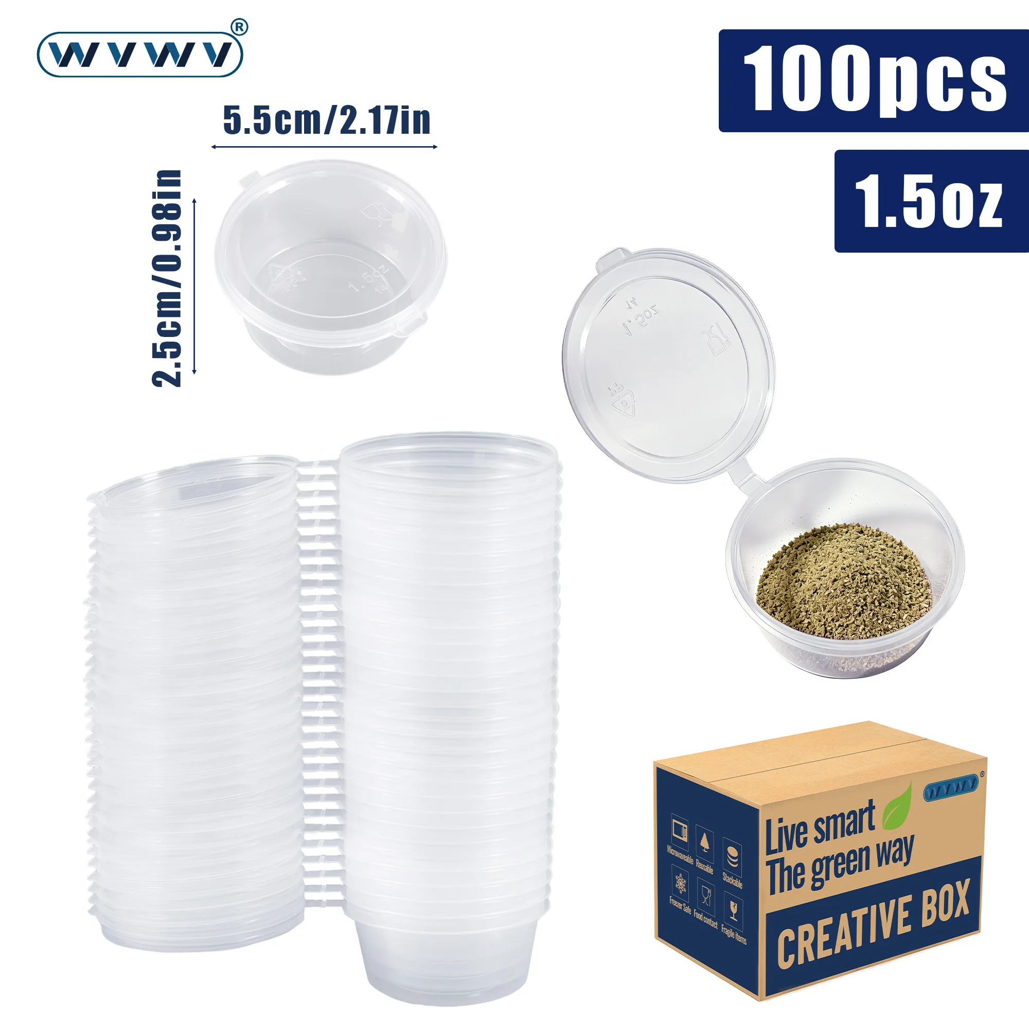 100er-Pack auslaufsichere Mini-Behälter aus Kunststoff mit Klappdeckeln, geeignet für die Aufbewahrung von Ketchup, Salatdressing, Milchshakes, für Camping im Freien, Feiertagspartys, Familientreffen und können auch zu – Detail 3