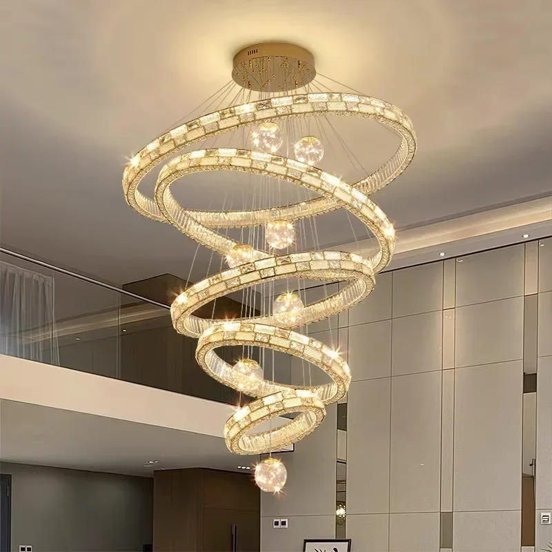 大型シャンデリア 高級クリスタル リビングルームシャンデリア 自宅別荘 空き階段シャンデリア